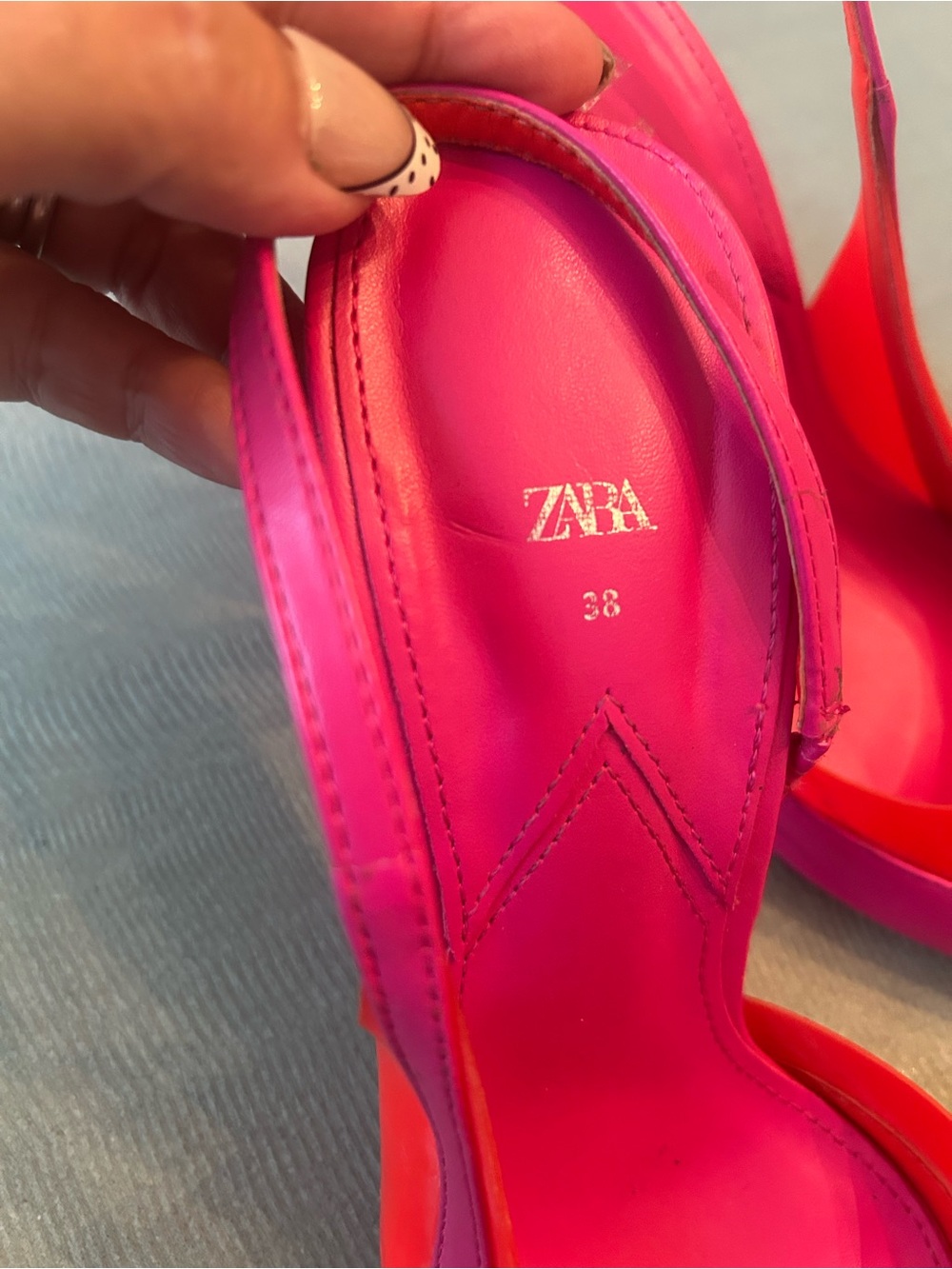 Zara Hot Pink and Red Pointed Slingback Heels size 38 euro - Picture 4 of 13